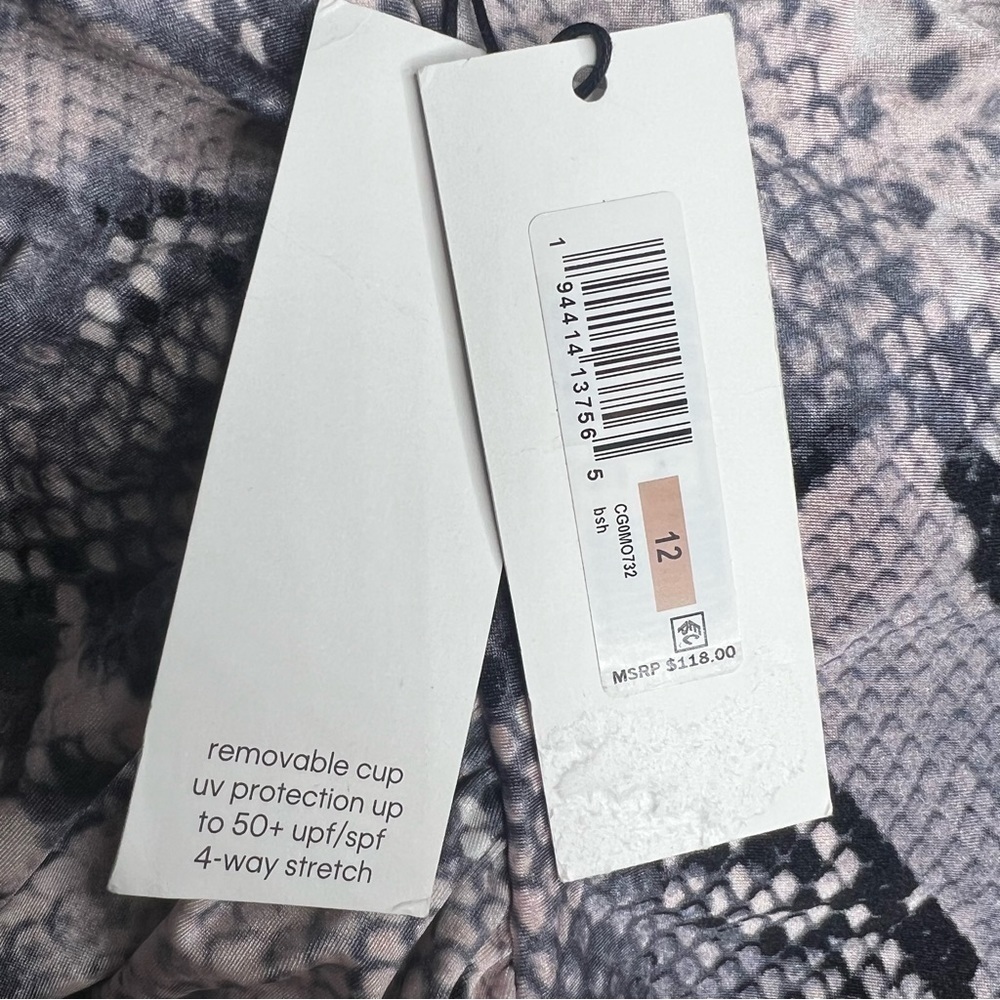 Calvin Klein Blush Snake High-Neck Halter One-Piece Swimsuit - Picture 9 of 12